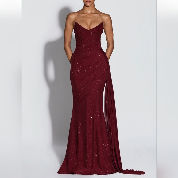 babyboo Dresses & Skirts - Babyboo Ashika Maxi Dress Wine Sparkle sz Medium with Agnes Shawl Wine Sparkle